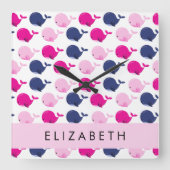 Leuke walvissen, Patroon van walvissen, Jouw naam Vierkante Klok (Voorkant)