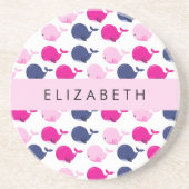 Leuke walvissen, Patroon van walvissen, Jouw naam Zandsteen Onderzetter (Voorkant)