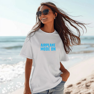 Leuke wandelshirt vliegtuigstand aan turquoise t-shirt
