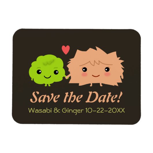 Leuke Wasabi en Ginger Bruiloft Save the Date Magneet (Horizontaal)