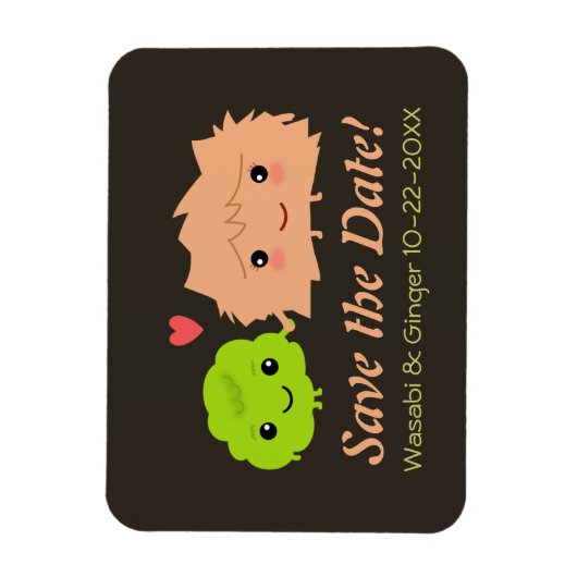 Leuke Wasabi en Ginger Bruiloft Save the Date Magneet (Verticaal)
