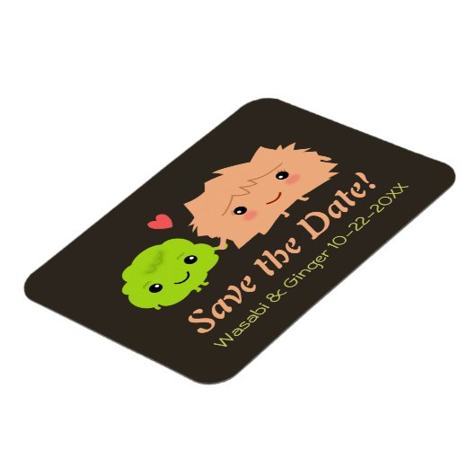 Leuke Wasabi en Ginger Bruiloft Save the Date Magneet (Linkerzijde)