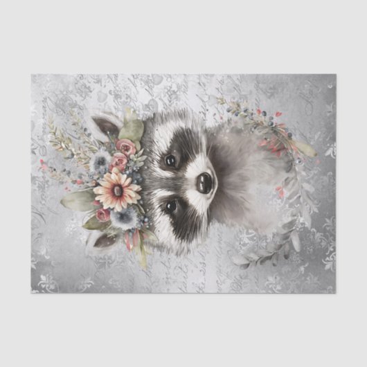 Leuke wasbeer bloemen tissuepapier (Voorkant)