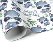 Leuke wasbeer bos dier gelukkige verjaardag cadeaupapier (Rol Hoek)