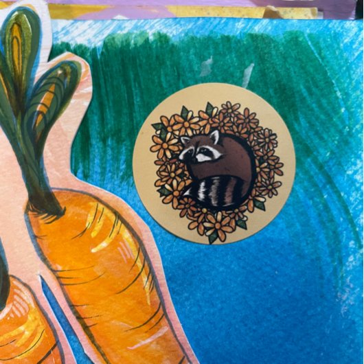 Leuke wasbeer Daisy Flower Art Ronde Sticker