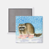 Leuke wasbeer in roze sneeuwlaarzen magneet (Voorkant / Achterkant)