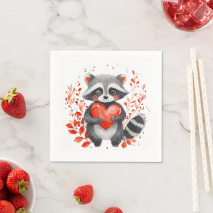 Leuke wasbeer met hart voor Valentijnsdag Servet