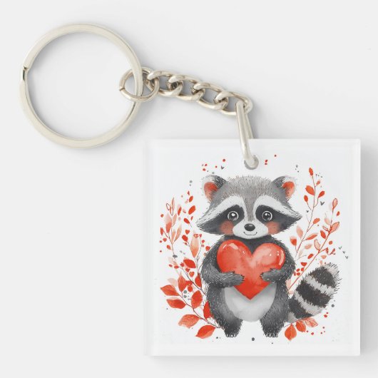 Leuke wasbeer met hart voor Valentijnsdag Sleutelhanger (voorkant)