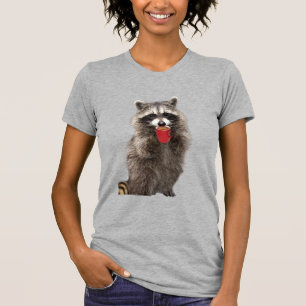 Leuke wasbeer met koffiekopje Dierlijke Humor T-shirt