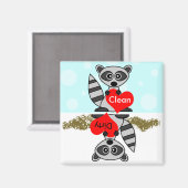 Leuke wasbeer schoon / vuile vaatwasser magneet (Voorkant / Achterkant)