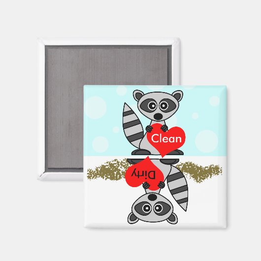 Leuke wasbeer schoon / vuile vaatwasser magneet (Voorkant / Achterkant)