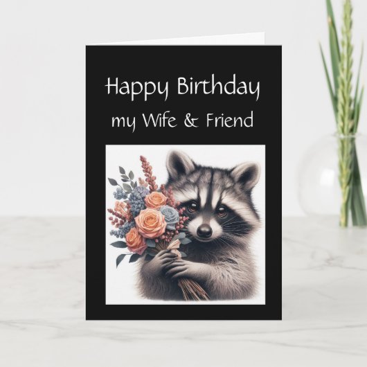 Leuke wasbeer Vrouw Liefde Verjaardag Bloemen Kaart (Voorkant)