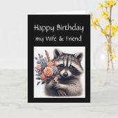 Leuke wasbeer Vrouw Liefde Verjaardag Bloemen Kaart (Gele Bloem)