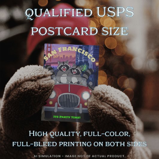 Leuke wasberen in Cabriolet Party Time San Francis Briefkaart