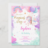 Leuke Water Kleur Eenhoorn Verjaardag Uitnodiging (Voorkant)