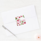 Leuke Watermeloen in Waterverf Vierkante Sticker (Envelop)