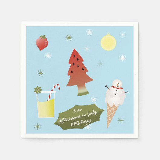 Leuke Watermeloen Kerstmis in juli BBQ Party Serve Servet (Voorkant)