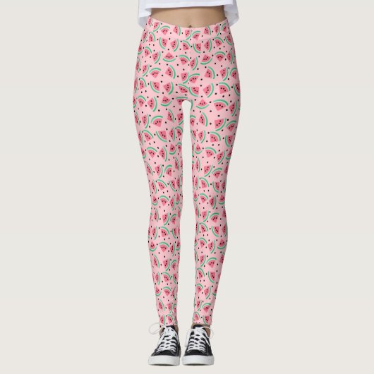 Leuke Watermeloen Slice Patroon Zomer Vibes Leggings (Voorkant)