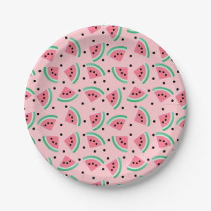 Leuke Watermeloen Slice Patroon Zomer Vibes Papieren Bordje