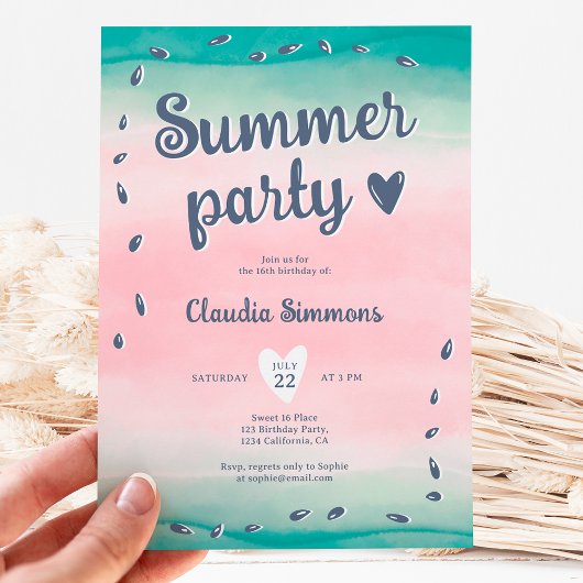 Leuke watermeloen zomer gradiënt roze zoet 16 kaart