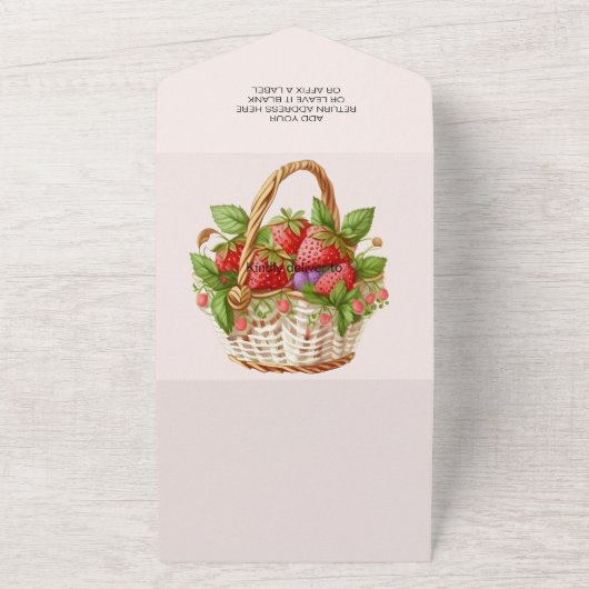 Leuke waterverf aardbei baby shower all in one uitnodiging (Buitenkant)