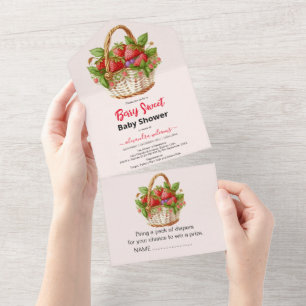 Leuke waterverf aardbei baby shower all in one uitnodiging
