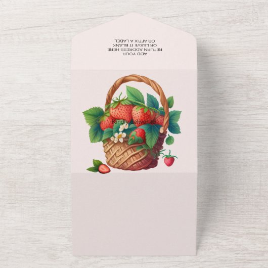 Leuke waterverf aardbei baby shower all in one uitnodiging (Buitenkant)