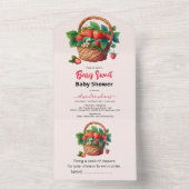 Leuke waterverf aardbei baby shower all in one uitnodiging (Binnen)