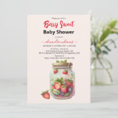 Leuke waterverf aardbei baby shower kaart (Staand voorkant)