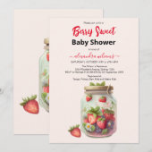 Leuke waterverf aardbei baby shower kaart (Voorkant / Achterkant)