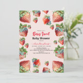 Leuke waterverf aardbei baby shower kaart (Staand voorkant)