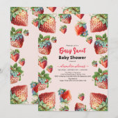 Leuke waterverf aardbei baby shower kaart (Voorkant / Achterkant)