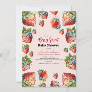 Leuke waterverf aardbei baby shower kaart