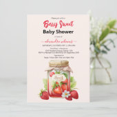 Leuke waterverf aardbei baby shower kaart (Staand voorkant)
