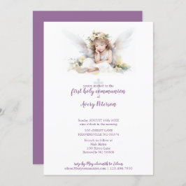 Leuke Waterverf Angel Cross Eerste Heilige Communi Kaart