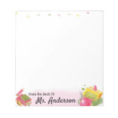 Leuke Waterverf Apple Docent Naam School Class Notitieblok (Voorkant)