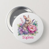 Leuke Waterverf Baby Bunny Kleuterschool Button (Voorkant /achterkant)
