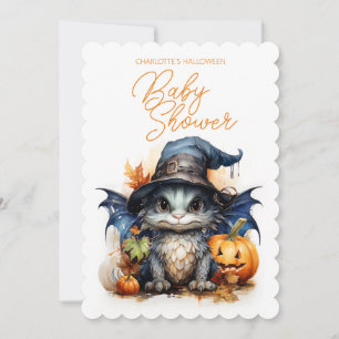 Leuke Waterverf Baby Dragon Halloween Baby shower Kaart