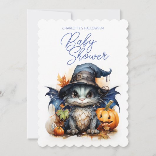 Leuke Waterverf Baby Dragon Halloween Baby shower Kaart (Voorkant)