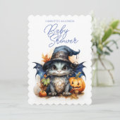 Leuke Waterverf Baby Dragon Halloween Baby shower Kaart (Staand voorkant)