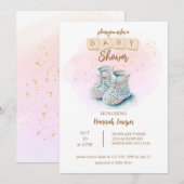 Leuke Waterverf Baby Schoen Meisje Baby shower Kaart (Voorkant / Achterkant)