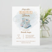 Leuke Waterverf Baby Shoe Baby shower Kaart (Staand voorkant)