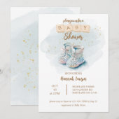 Leuke Waterverf Baby Shoe Baby shower Kaart (Voorkant / Achterkant)