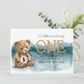 Leuke Waterverf Beer draaien een bos verjaardag Kaart (Staand voorkant)