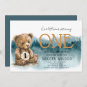 Leuke Waterverf Beer draaien een bos verjaardag Kaart (Voorkant / Achterkant)