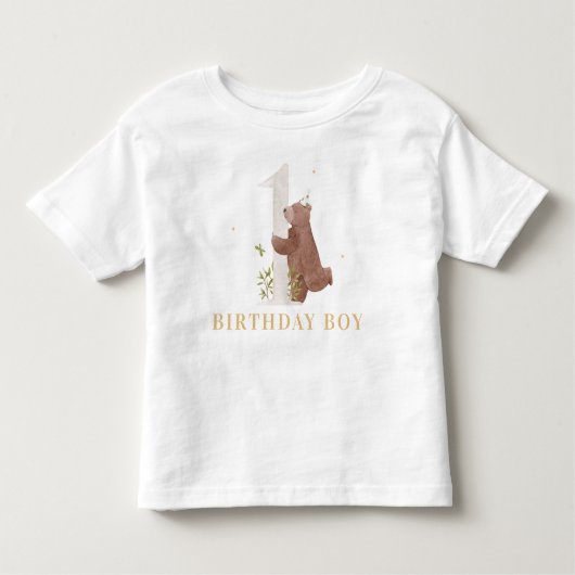 Leuke Waterverf Beer Woodland eerste verjaardagsfe Kinder Shirts (Voorkant)