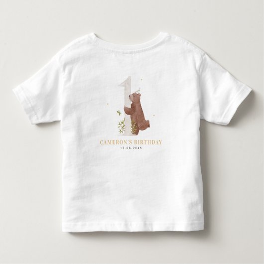 Leuke Waterverf Beer Woodland eerste verjaardagsfe Kinder Shirts (Achterkant)