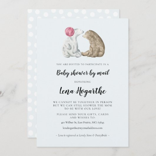 Leuke waterverf beren Baby shower per post Kaart (Voorkant / Achterkant)