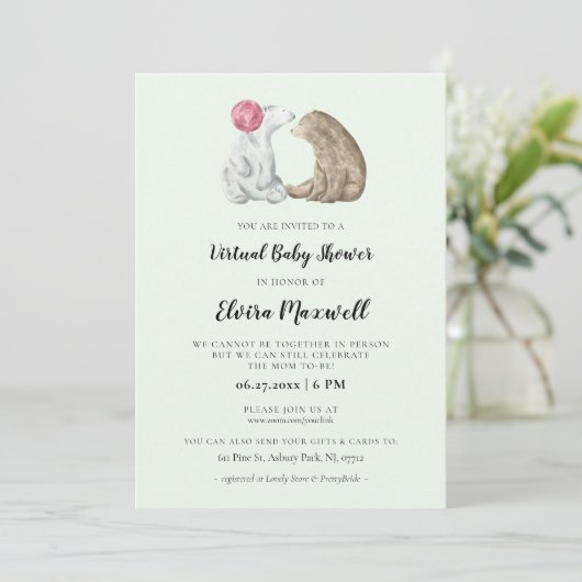 Leuke waterverf beren Virtual Baby shower Kaart (Staand voorkant)