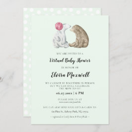 Leuke waterverf beren Virtual Baby shower Kaart